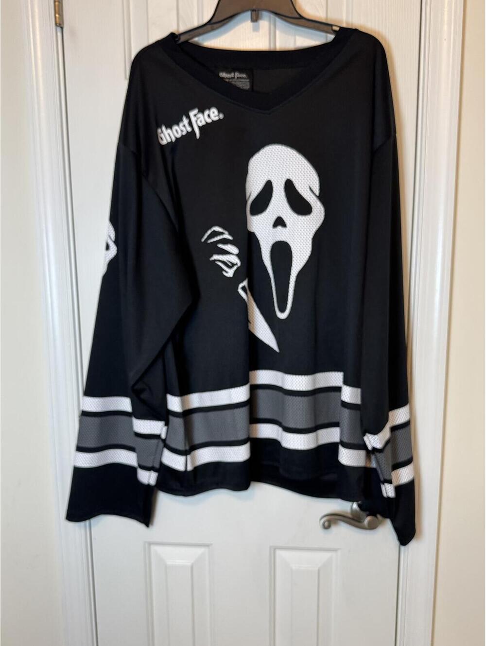 Ghost Face Icon of Halloween Black Hockey Jersey - Size XL